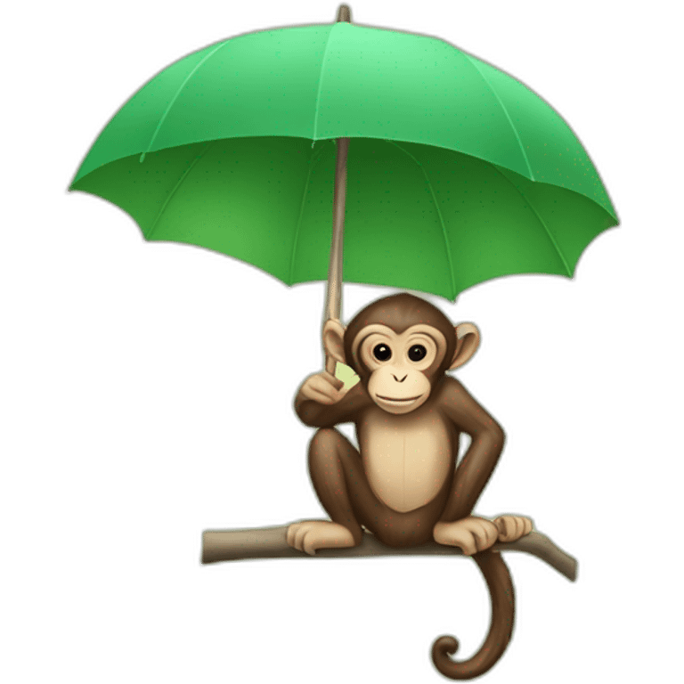 Monkey with umbrella in tree emoji