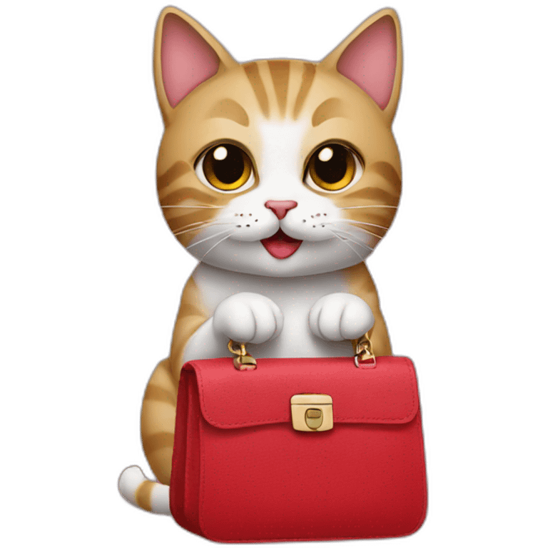 Cat with lipstick and bag emoji