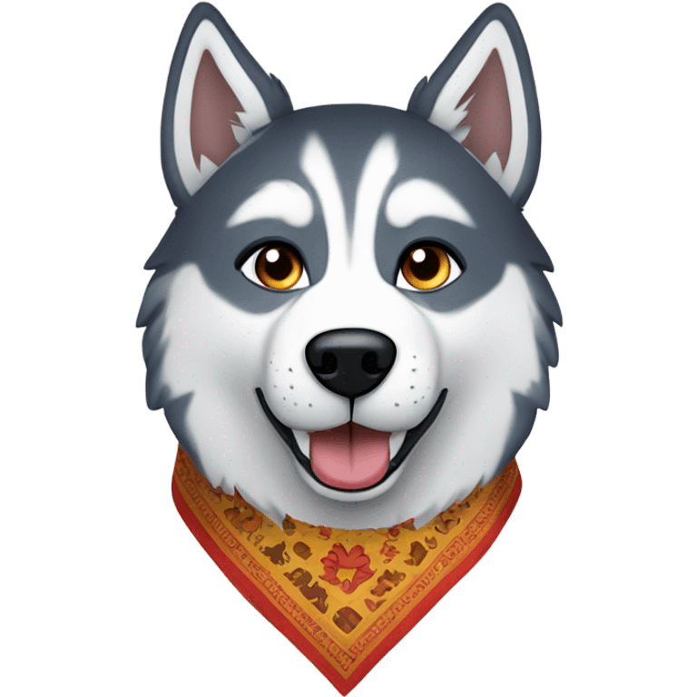 Husky wearing a lions bandana emoji