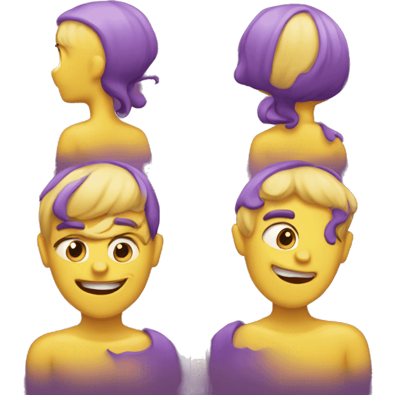  emoji split vertically, with the left half purple and the right half yellow emoji