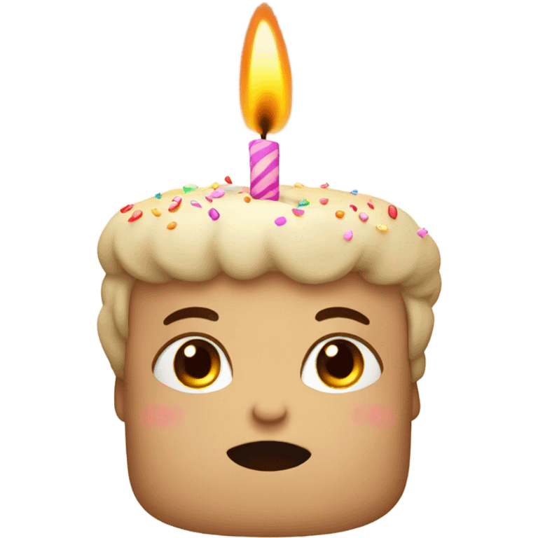 Cute beige birthday came with one candle emoji