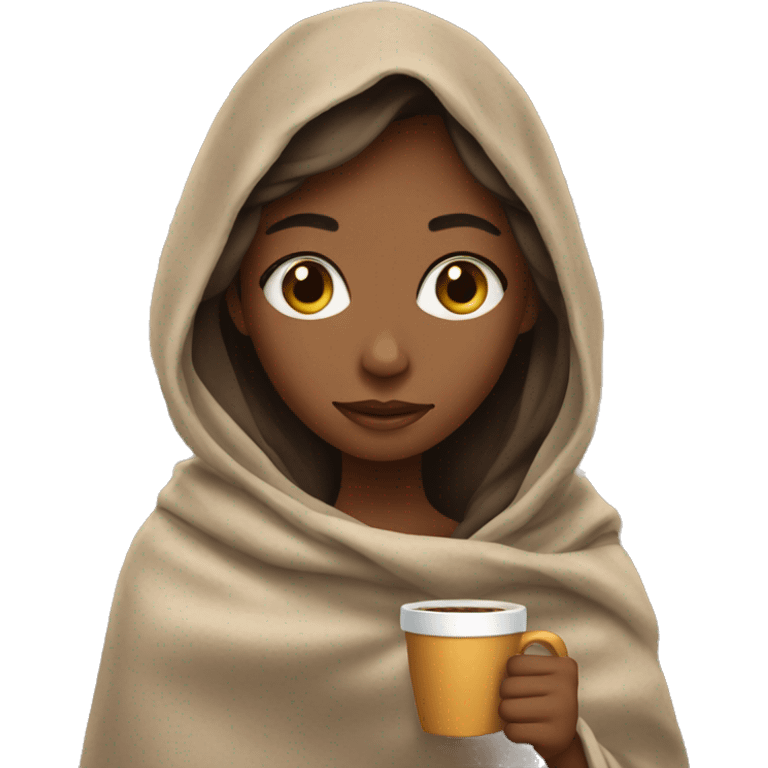 Girl with coffee and a blanket emoji