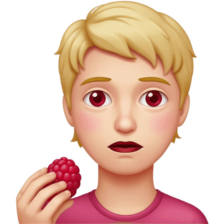 Friendly raspberry unhappy emoji