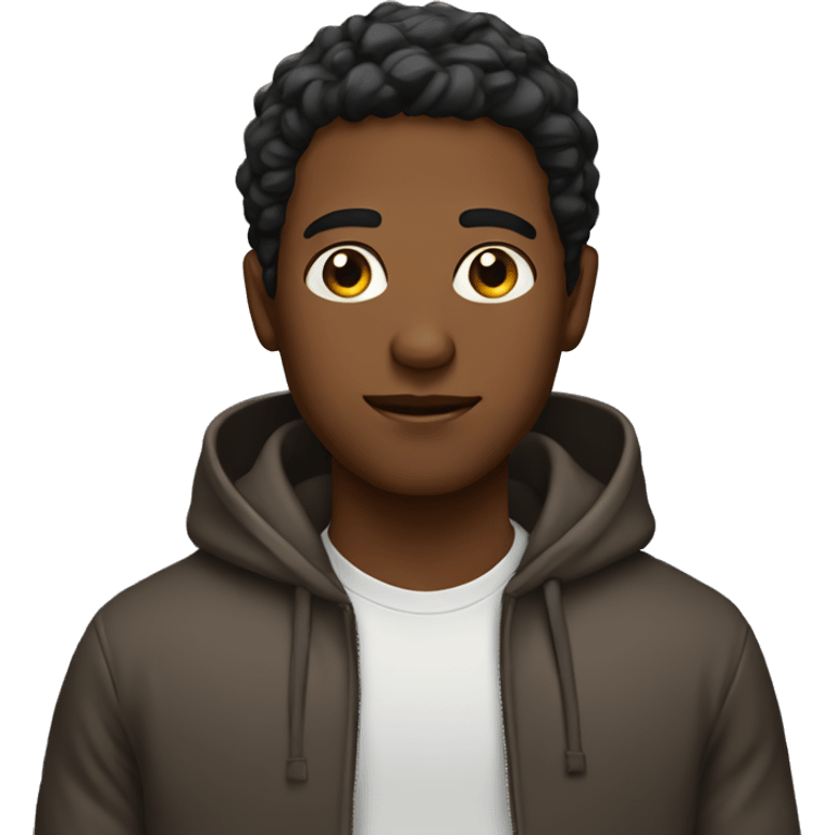 Brown skin guy with hoodie on emoji