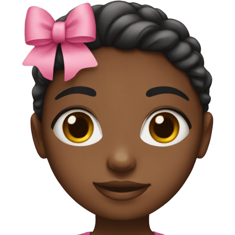 Black girl with pink bow emoji