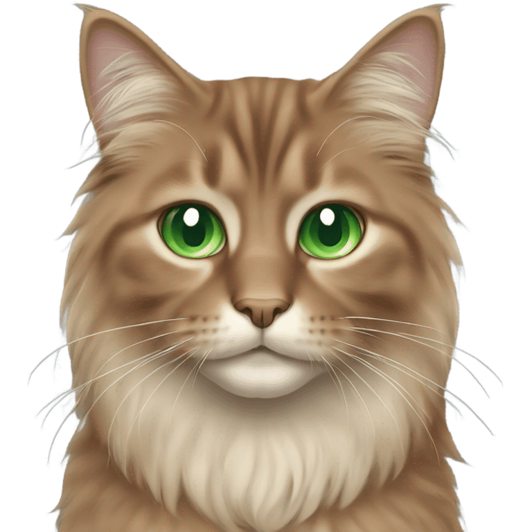 brown long haired cat with one green eye one blue eye emoji