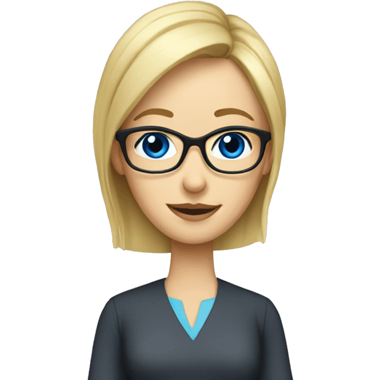 female Teacher with glasses blonde male haircut blue eyes blouse emoji