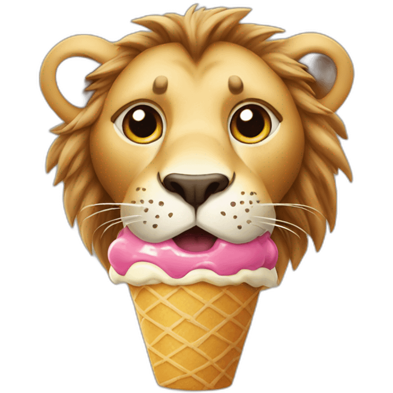 Lion eating an ice cream emoji