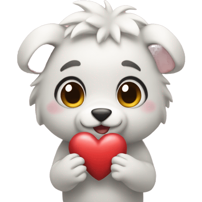 Cute animal holding a heart emoji