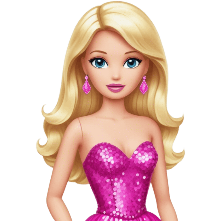 Glamorous blonde Barbie, hot pink sequin gown emoji