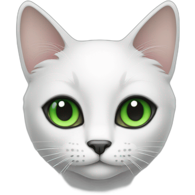 black and white cat with green eyes emoji