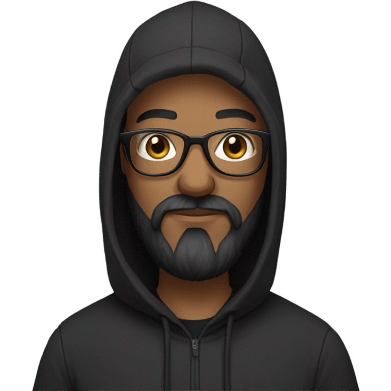 Bald man with Glases with a thick black beard black hoodie emoji