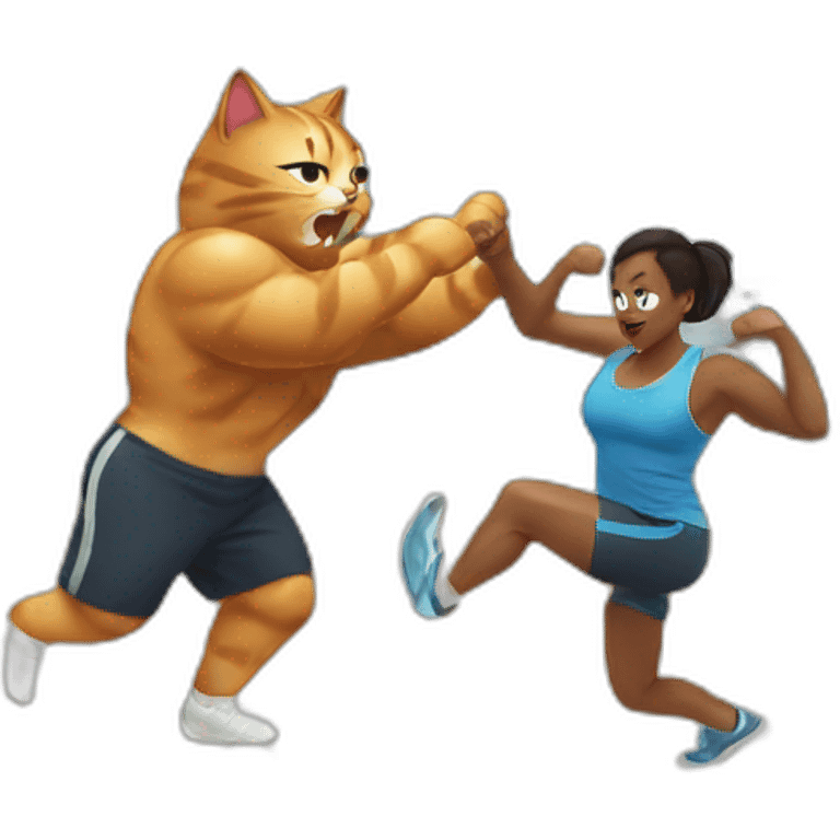 kitty attacking a person in the gym emoji