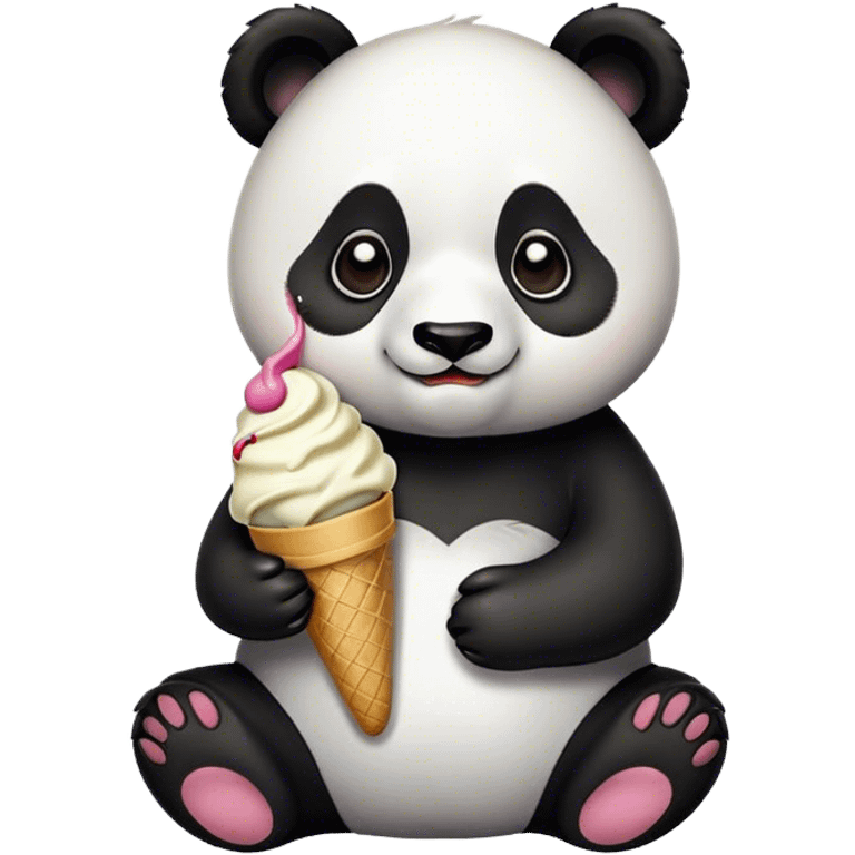 Panda eating ice cream emoji