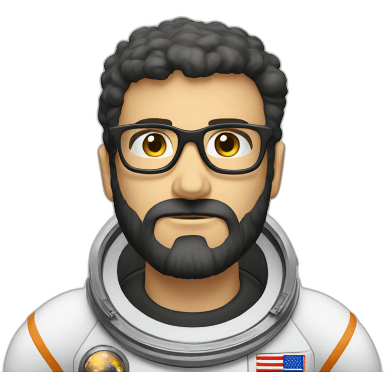 Loser caucasian astronaut with black beard and white glasses emoji