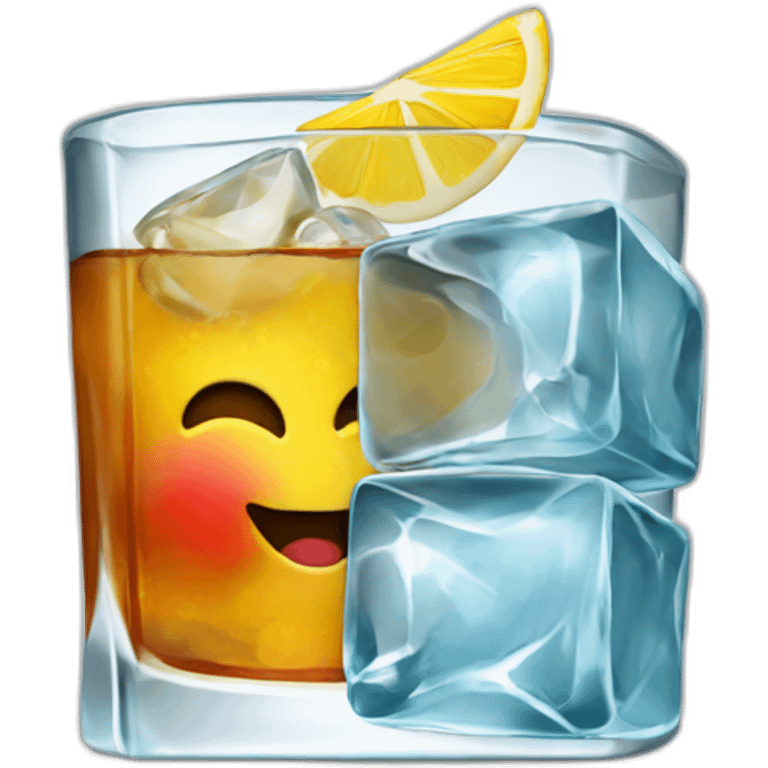 cocktail with a large rectangular ice cube emoji