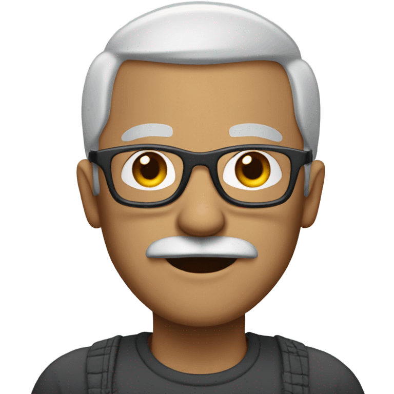 semi bald man mustache glasses gray hair  emoji