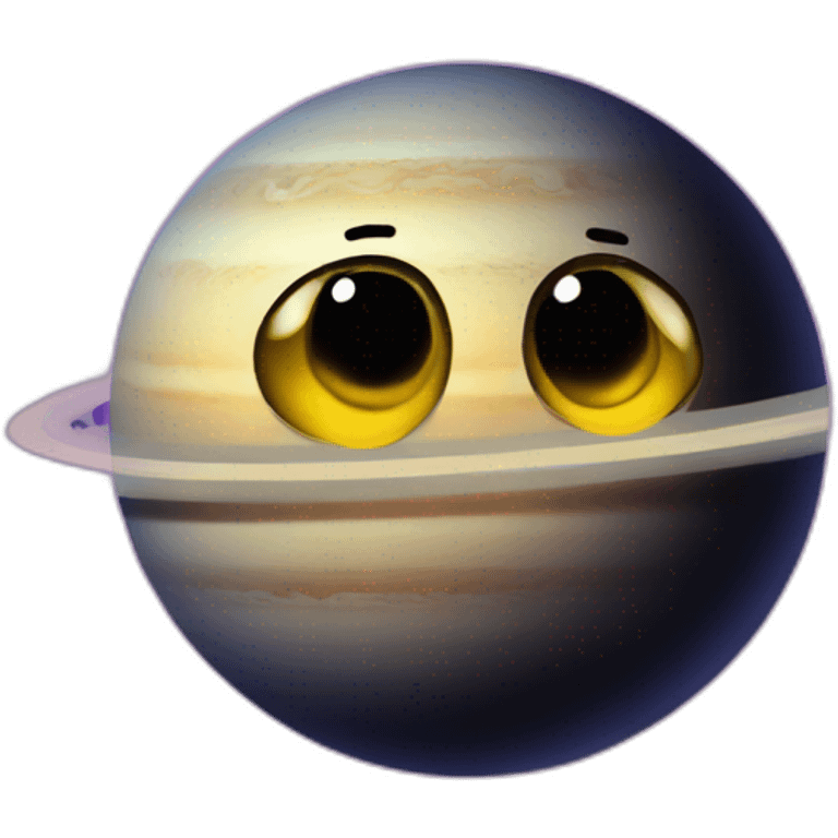 planet Saturn with a cartoon face with rolling eyes emoji