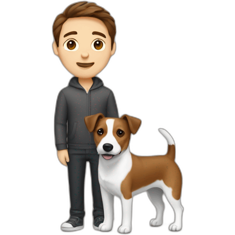 Man with brown hair with jack russell terrier emoji