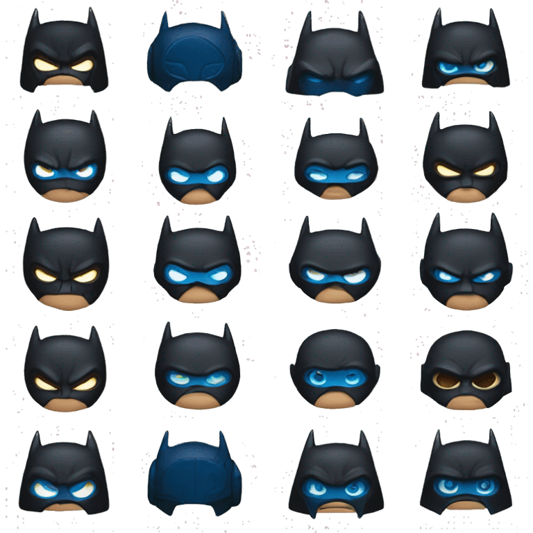 Dark Batman mask with blue eyes and serious face and a dark skin emoji