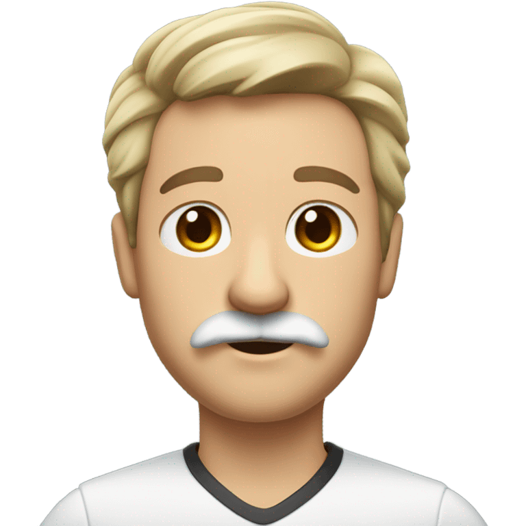 German man with a side part and a tooth brush mustache raise his right hand at a 45 degree angle emoji