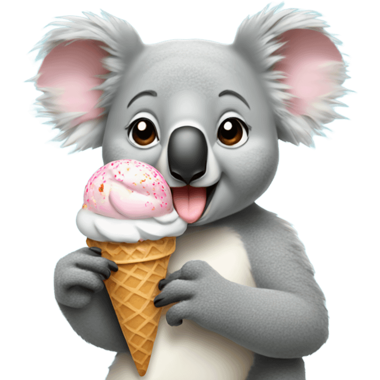 Koala licking an ice cream cone emoji