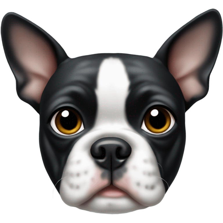 boston terrier with black dot on the top of head emoji