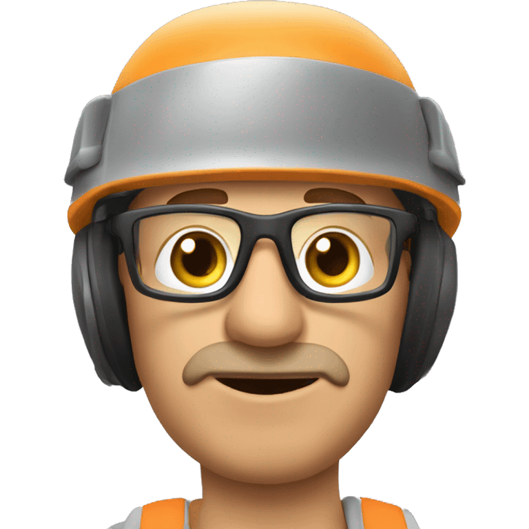 Caucasian man wearing helmet, glases and earplugs emoji