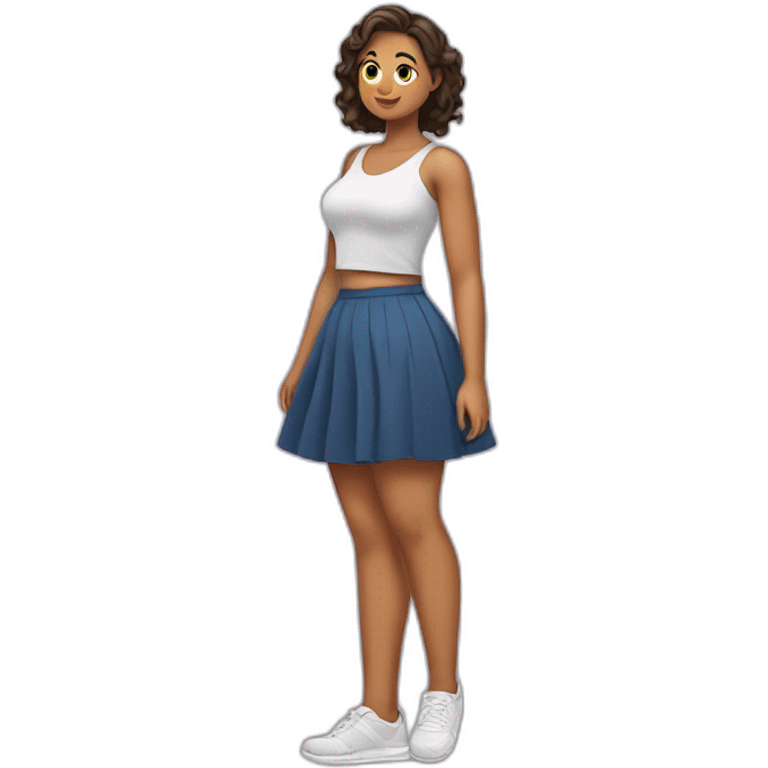 Full body Curvy girl in skirt lifts her leg emoji