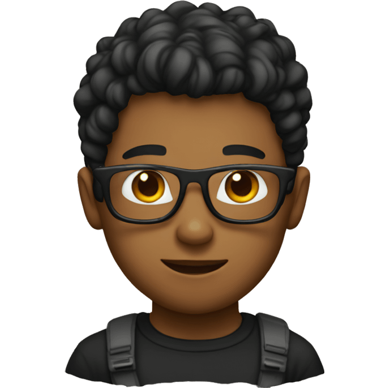 boy with black tshirt and geeky techy emoji