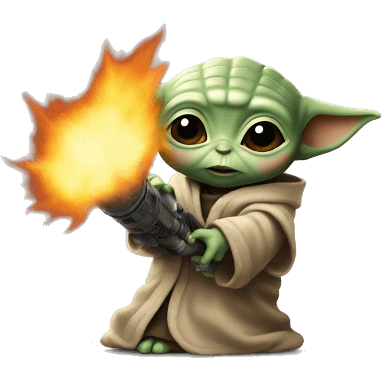 Baby Yoda with the Flamethrower emoji