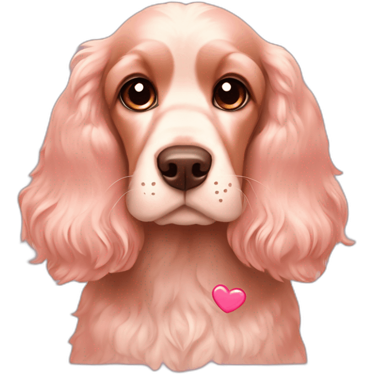 Light soft pink cocker spaniel with brown eyes is showing a heart with paws emoji