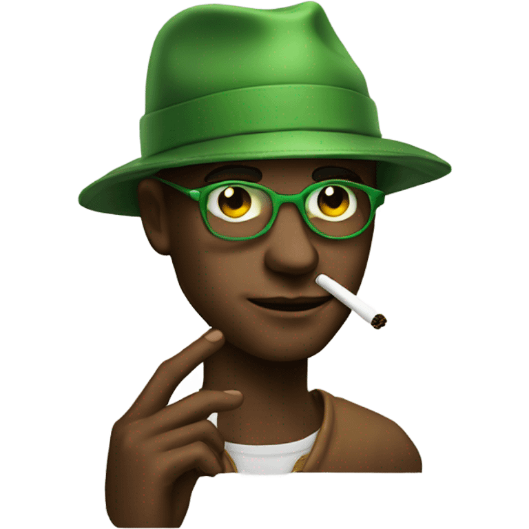 Cool dude Smoking weed with hat  emoji