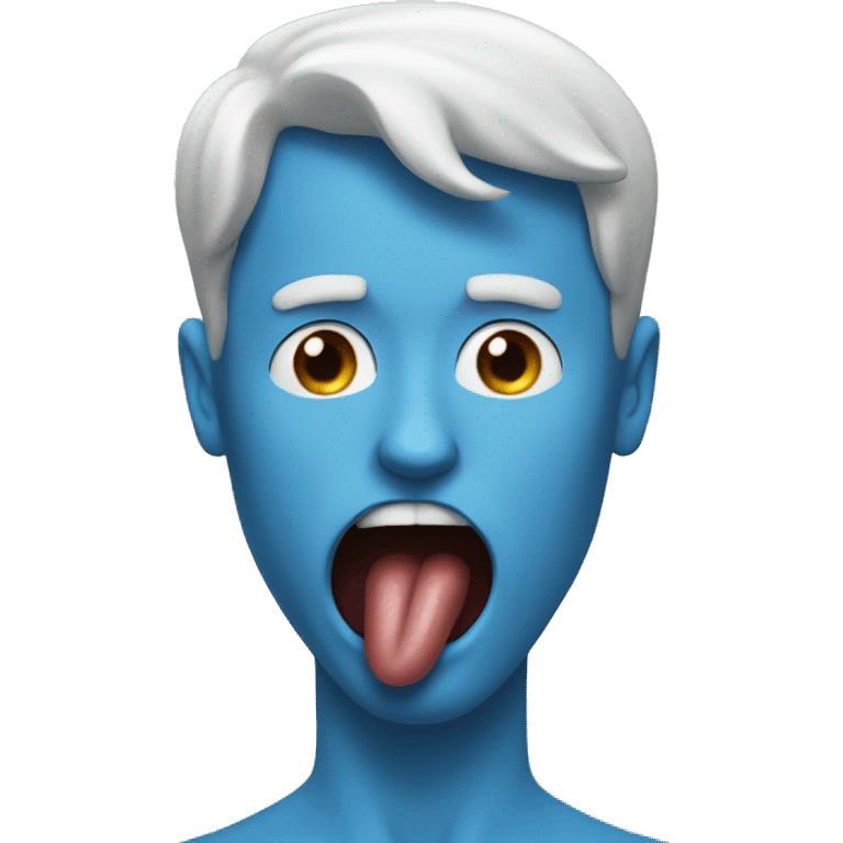 the tongue inside the man's mouth is blue  emoji