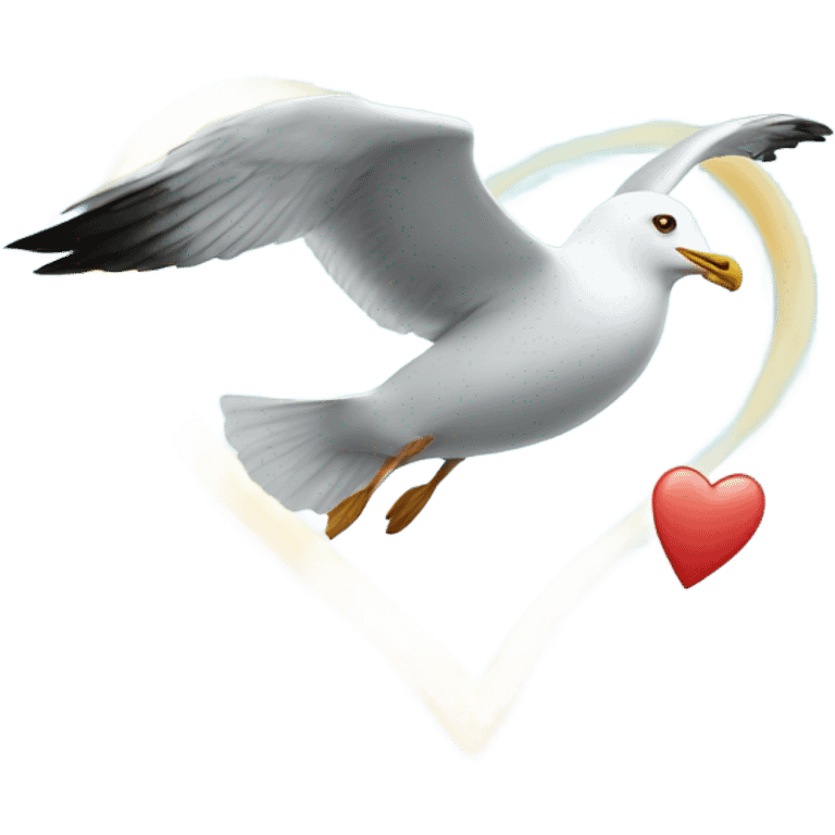 A seagull flying over a light blue heart  emoji