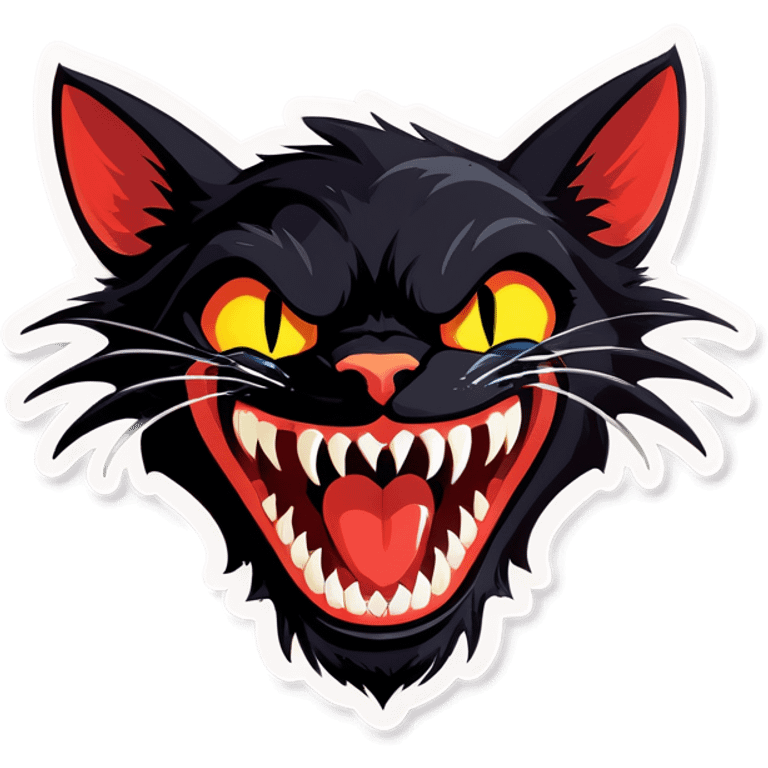 Black cat with fangs emoji