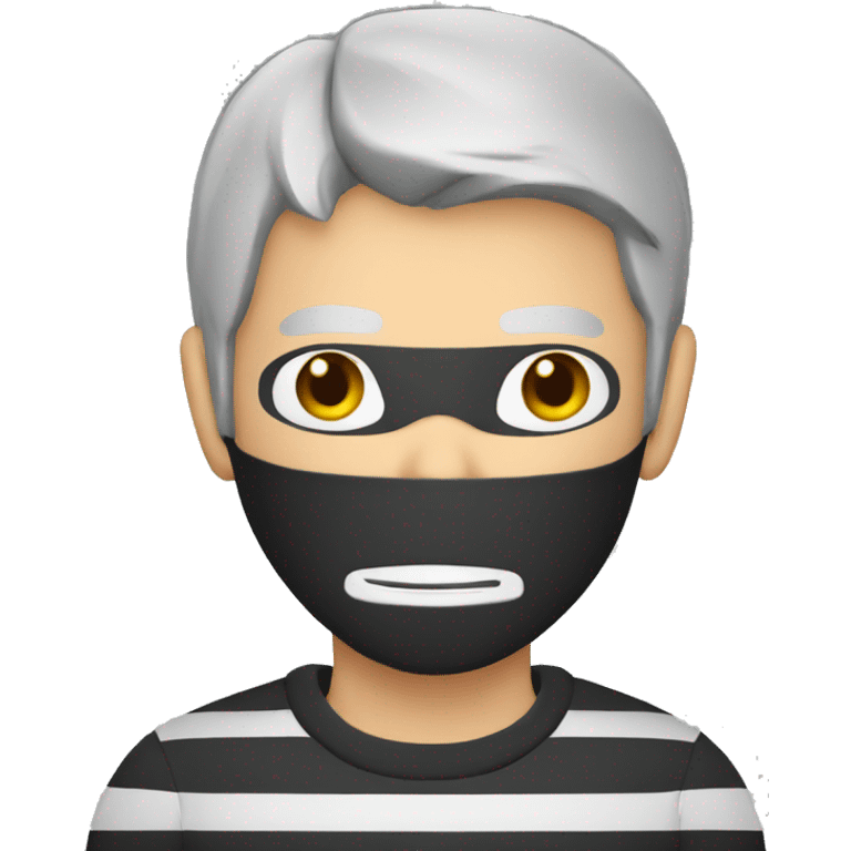 Burglar with mask and striped jumper and grey hair emoji