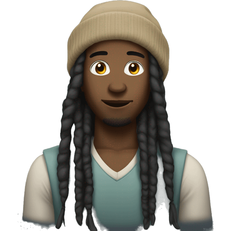 Black man with dreadlocks and beanie emoji