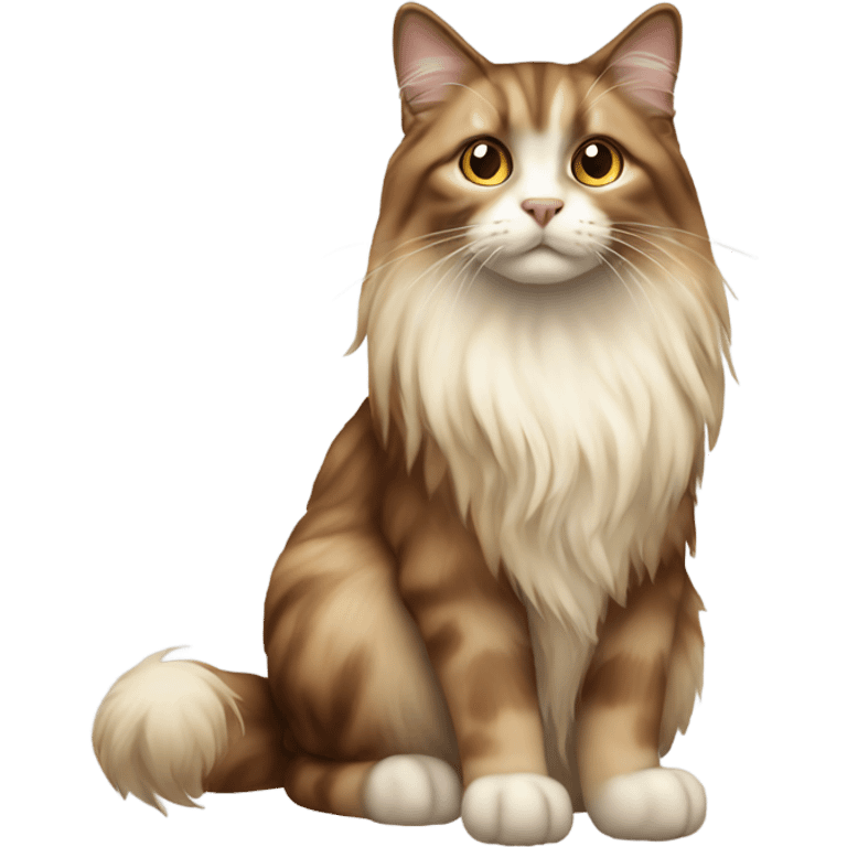 long haired brown and cream fur cat emoji