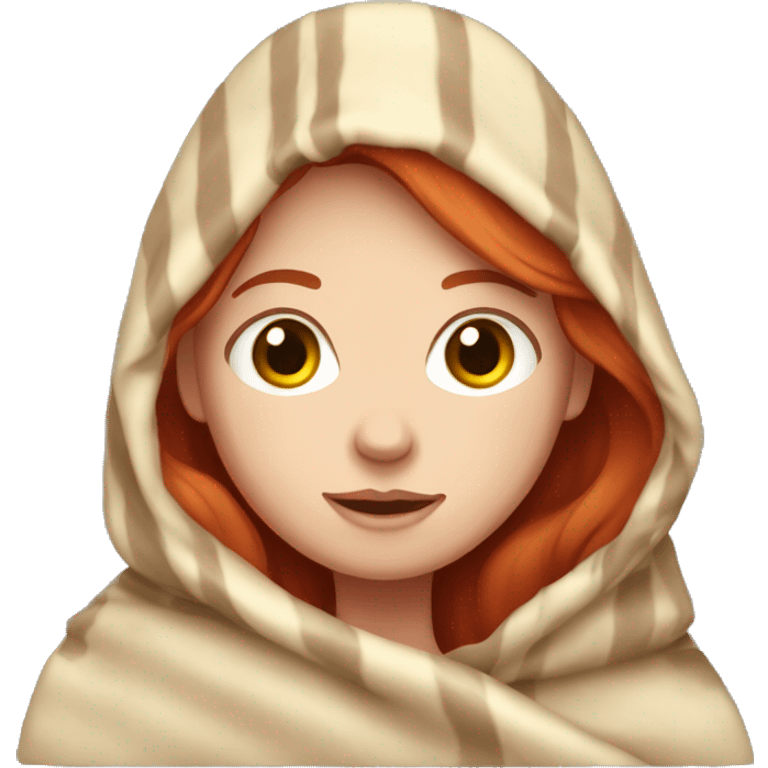 Fair skin red head girl in blanket  emoji