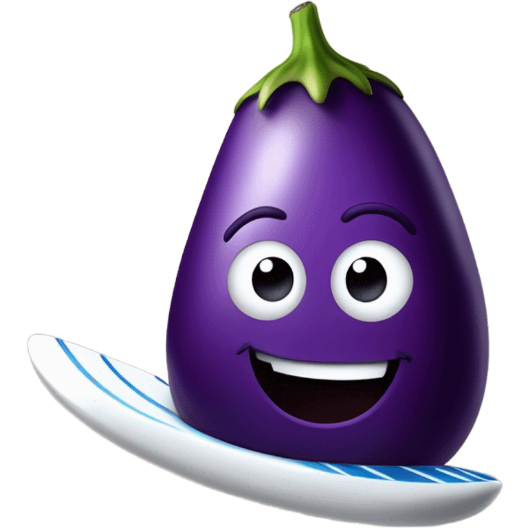 surfing on eggplant emoji