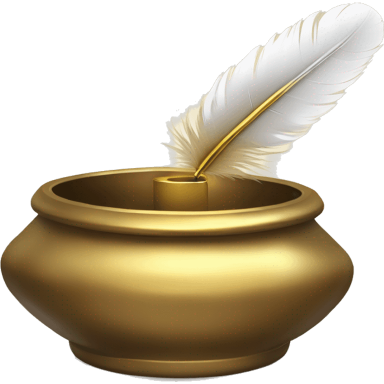 gold inkpot white feather emoji