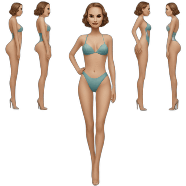 sexy natalie portman back on high heels swimming suit long legs posing relax rude emoji