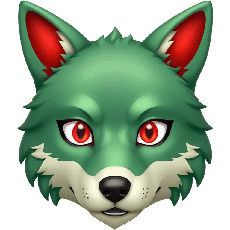 Green Wolf with red eyes emoji