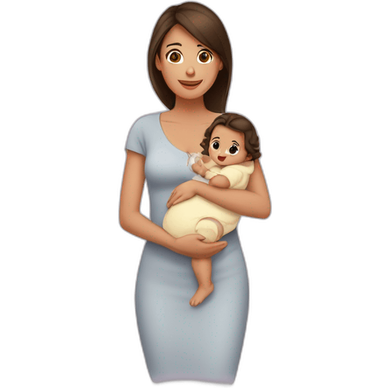 Femme brune avec son bébé  emoji