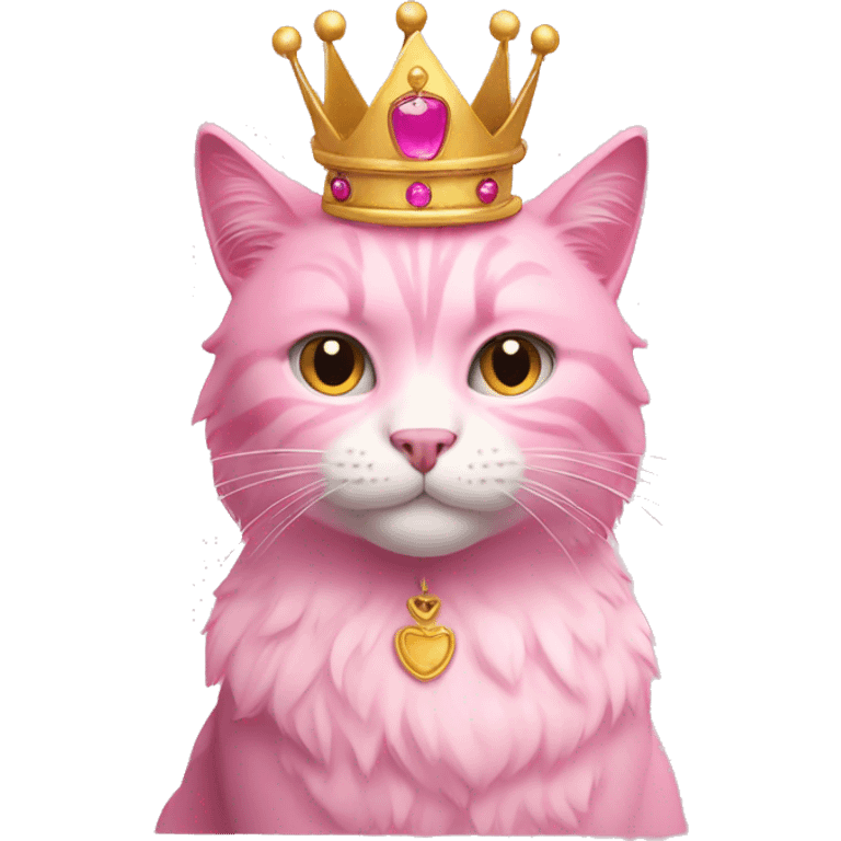 Pink cat with crown  emoji