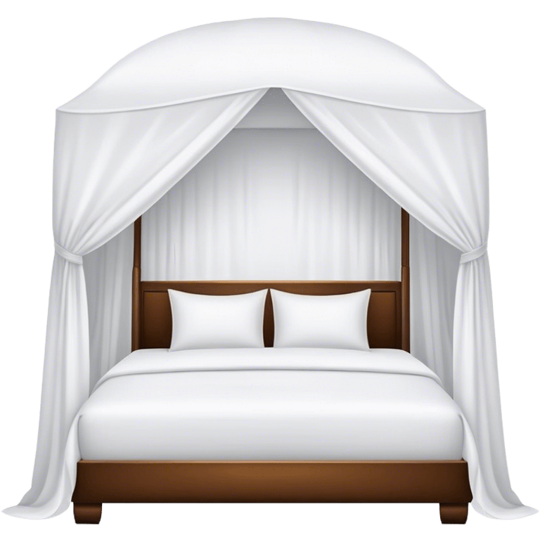 Luxury white canopy hotel bed with white duvet emoji