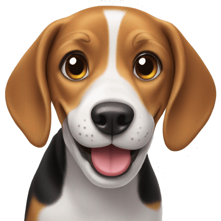 Beagle smiling with teef emoji