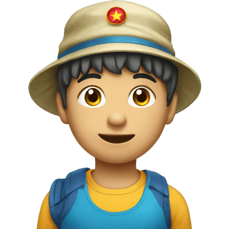 Vietnam boy wearing funny hat and sport costume  emoji