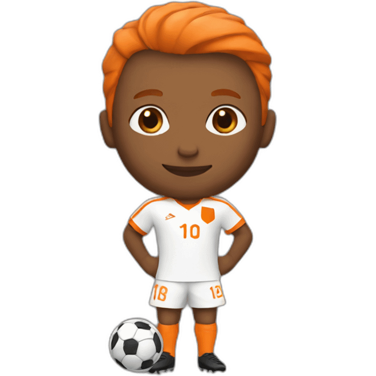 Soccer player in tangerine and orange kit emoji